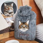 Personalized Embroidered Name Pet Face Photo Plush Hot Water Bottle Winter Essential Birthday Christmas Gift for Pet Lover Owner