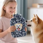 Personalized Embroidered Name Pet Face Photo Plush Hot Water Bottle Winter Essential Birthday Christmas Gift for Pet Lover Owner
