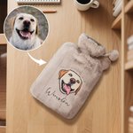 Personalized Embroidered Name Pet Face Photo Plush Hot Water Bottle Winter Essential Birthday Christmas Gift for Pet Lover Owner