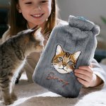 Personalized Embroidered Name Pet Face Photo Plush Hot Water Bottle Winter Essential Birthday Christmas Gift for Pet Lover Owner