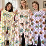 Personalizado Multicolor Plaid 1-4 Mascota Cara Fotos Mujeres Hombres Pijama Pantalones Fiesta Cumpleaños Regalo para los amantes de las mascotas Propietarios