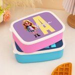 Personalised Cute Cartoon Character Multicolour Food-Grade Lunch Box with Name and Initial Travel Accessary Back to School Birthday Gift for Kids