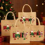 Your Christmas Magic Woven with Cheer - Personalised Name Jute Tote Bag