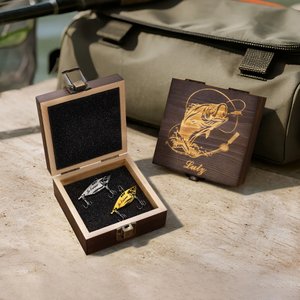 Coffret de 2 Leurres de Pêche Bioniques Personnalisé avec Texte Gravé Hameçon en Métal Cadeau d'Anniversaire pour Papa et Mari