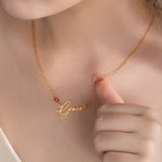Personligt halsband med namn och födelsestenar Smycken Födelsedagspresent för kvinnor