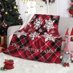 Henkilökohtainen 2-6 lumihiutaleet Plaid pehmeä heittää peitto nimet ja teksti Home Decor joululahja perheelle