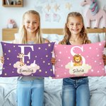 Fodera per cuscino personalizzata con animale nuvola nome e iniziale regalo per baby shower e compleanno per ragazzi e ragazze