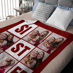 Gepersonaliseerd Negenhoekig Raster Zus Zachte Deken met 6 Foto's Collage Home Decor Verjaardag Verjaardagscadeau voor Besties Vrienden