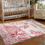 Personalizzato Retro Toile De Jouy Leopardo Giraffa Elefante Coperta morbida con nome e nappe Home Decor Regalo di compleanno per la famiglia
