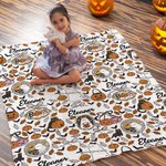 Calabaza fantasma personalizado suave manta del bebé Swaddle nudo sombrero conjunto con el nombre de Halloween regalo para los nuevos padres