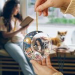 Personalized Moon Flower Just A Girl Who Loves Books Acrylic Ornament with Photo Home Decor Christmas Gift for Daughter Book Lovers