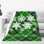 Henkilökohtainen 2-6 lumihiutaleet Plaid pehmeä heittää peitto nimet ja teksti Home Decor joululahja perheelle