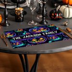 Spersonalizowana podkładka Halloween Pumpkin Ghost z tekstem Zestaw 4 podkładek do kuchni i jadalni Halloween Party Prezent dla rodziny