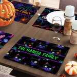 Spersonalizowana podkładka Halloween Pumpkin Ghost z tekstem Zestaw 4 podkładek do kuchni i jadalni Halloween Party Prezent dla rodziny