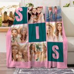 Gepersonaliseerd Negenhoekig Raster Zus Zachte Deken met 6 Foto's Collage Home Decor Verjaardag Verjaardagscadeau voor Besties Vrienden