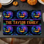 Spersonalizowana podkładka Halloween Pumpkin Ghost z tekstem Zestaw 4 podkładek do kuchni i jadalni Halloween Party Prezent dla rodziny