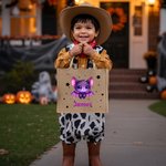 Bolsa de yute de Halloween personalizada con el nombre de un simpático murciélago de dibujos animados Fiesta de Halloween Regalo para niños Niñas