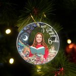 Personalized Moon Flower Just A Girl Who Loves Books Acrylic Ornament with Photo Home Decor Christmas Gift for Daughter Book Lovers