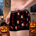 Personalizado You Drive Me Batty Face Photo Men's Boxer Brief with Name Halloween Gift for Boyfriend Husband