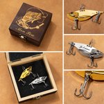 Coffret de 2 Leurres de Pêche Bioniques Personnalisé avec Texte Gravé Hameçon en Métal Cadeau d'Anniversaire pour Papa et Mari