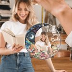 Personalized Moon Flower Just A Girl Who Loves Books Acrylic Ornament with Photo Home Decor Christmas Gift for Daughter Book Lovers