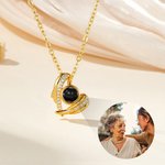 Personalized Zircon Angel Wing Photo Projection Necklace Dainty Jewellery Anniversary Birthday Memorial Gift for Women