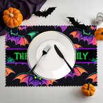 Spersonalizowana podkładka Halloween Pumpkin Ghost z tekstem Zestaw 4 podkładek do kuchni i jadalni Halloween Party Prezent dla rodziny