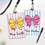 Gepersonaliseerde leraar potlood boog streep ID badge houder met sleutelkoord terug naar school Teacher Appreciation Week Gift voor leraren Opvoeders