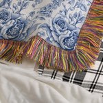 Personalizzato Retro Toile De Jouy Leopardo Giraffa Elefante Coperta morbida con nome e nappe Home Decor Regalo di compleanno per la famiglia