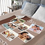 Coperta morbida a blocchi di colore personalizzabile con 3-9 foto e testo decor per casa regalo di Natale anniversario o compleanno per famiglia