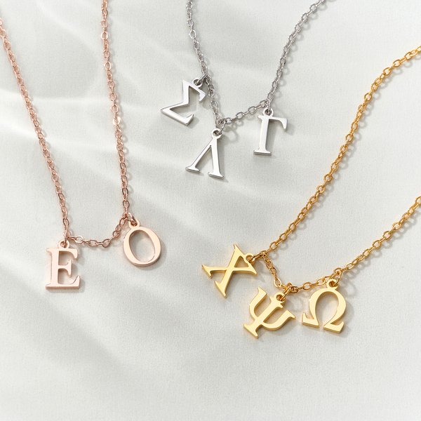 Personalized Sorority 1-3 Greek Letters Necklace Bid Day Graduation Birthday Big Little Sorority Gift Idea for Friends Girls