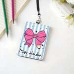 Gepersonaliseerde leraar potlood boog streep ID badge houder met sleutelkoord terug naar school Teacher Appreciation Week Gift voor leraren Opvoeders