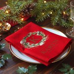 Personlig julkrans 100% bomull röd bordsduk med initialer och namn bordsdekoration julklapp till familj vän