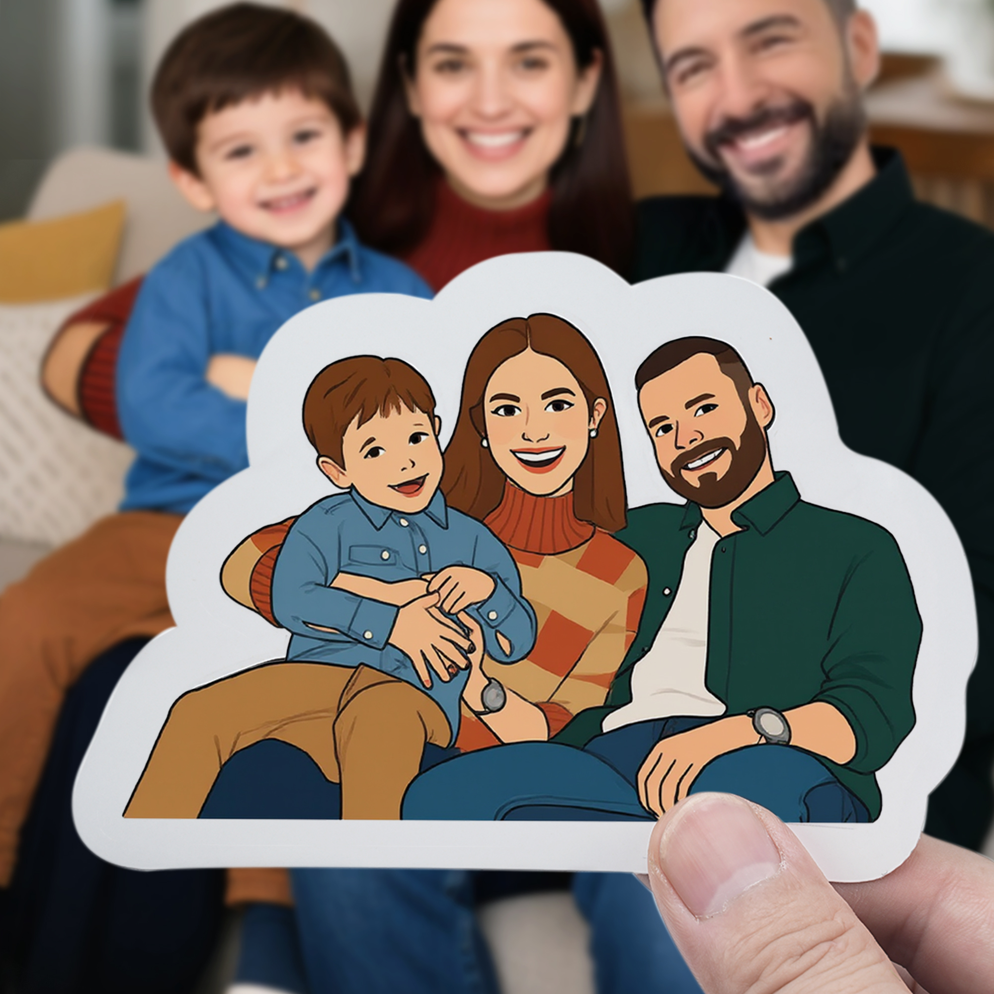 Personalisierte Rendering Cartoon Art Style Foto wasserdicht Label Aufkleber mit Text Gathering Party Geburtstag Weihnachten Geschenk für Familie Freunde