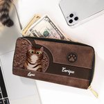 Cartera de cuero PU personalizada con diseño retro de gato varios compartimentos y cremallera metálica ideal para cumpleaños y aniversarios