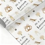 Personalized Mr & Mrs Waterproof Wrapping Paper with Family Name and Date Bridal Shower Wedding Anniversary Gift for Couple Bride Bridegroom