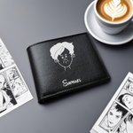 Personlig tegneserie karakter sammenleggbar PU-lommebok i lær med navn Jubileum Bursdag Julegave til mann