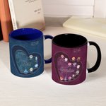 Personalisierte Vintage Herz Geburt Blume 11 oz Keramik Becher mit 1-12 Namen und Titel Geburtstag Weihnachten Geschenk für Mama Oma