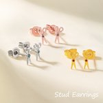 Personalizado Tiny Tijeras Cartilage / Stud Pendientes con piedra de nacimiento Ear Piercing Joyería Regalo de Aniversario para Estilista Peluquería Amantes Lesbiana