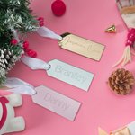 Personnalisé Gravé Nom Acrylique Miroir Étiquette de bas Lumières de Noël Décoration de l'arbre Cadeau de Noël pour la famille Amis