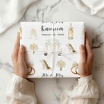 Personalized Mr & Mrs Waterproof Wrapping Paper with Family Name and Date Bridal Shower Wedding Anniversary Gift for Couple Bride Bridegroom
