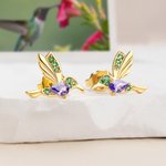Personalizado Colibrí piedra de nacimiento circón Pendientes Dainty Joyería Cumpleaños Aniversario Regalo para Mujeres Colibrí Amantes
