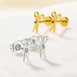 Personalizado Tiny Tijeras Cartilage / Stud Pendientes con piedra de nacimiento Ear Piercing Joyería Regalo de Aniversario para Estilista Peluquería Amantes Lesbiana