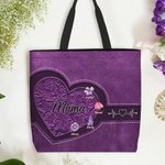 Sac Fourre-tout Imperméable Personnalisé avec 1-12 Noms Fleurs et Titre Cadeau Anniversaire Fête des Mères pour Femme Maman Grand-mère