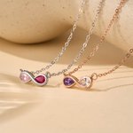Gepersonaliseerde dubbele geboortesteen sterling zilveren oneindigheid ketting sierlijke sieraden Valentijnsdag verjaardag cadeau voor paar vriendin vrouwen