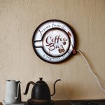 Personlig Latte art Cappuccino 3D kaffekopp Omgivande LED-ljus med texter Hem Kaffe Bar Dekor Öppning Födelsedagspresent för kaffeälskare