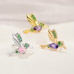 Personalizado Colibrí piedra de nacimiento circón Pendientes Dainty Joyería Cumpleaños Aniversario Regalo para Mujeres Colibrí Amantes