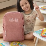 Personalised Multicolor Corduroy Toddler Backpack with Embroidered Name Birthday Back to School Gift for Kids Toddlers