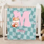 Spersonalizowany koc z imieniem i inicjałami Horse Fantasy Unicorn Cute Animal Miękki koc z imieniem i inicjałami Prezent urodzinowy dla chłopców i dziewczynek