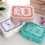 Spersonalizowane pudełko na biżuterię Toile De Jouy Birth Flower Bible Chapter Name PU Leather Birthday Christmas Gift for Christians Women